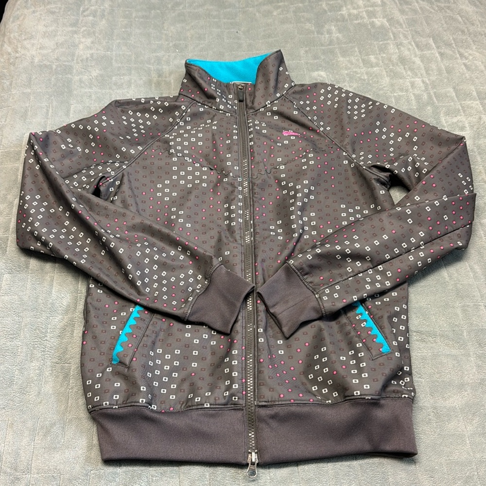 Vintage Nike Track Jacket, Brown, Pink, Blue, Polka Dot, Fleece, Retro, Size M